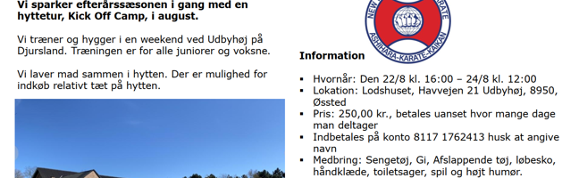 Kick Off camp, Ashihara Aarhus